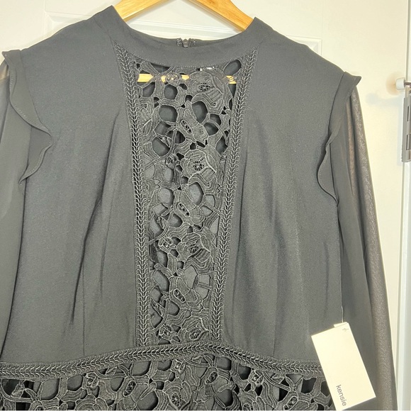 NWT Kensie little black dress with embroidery details and sheer long sleeves. - Picture 4 of 7